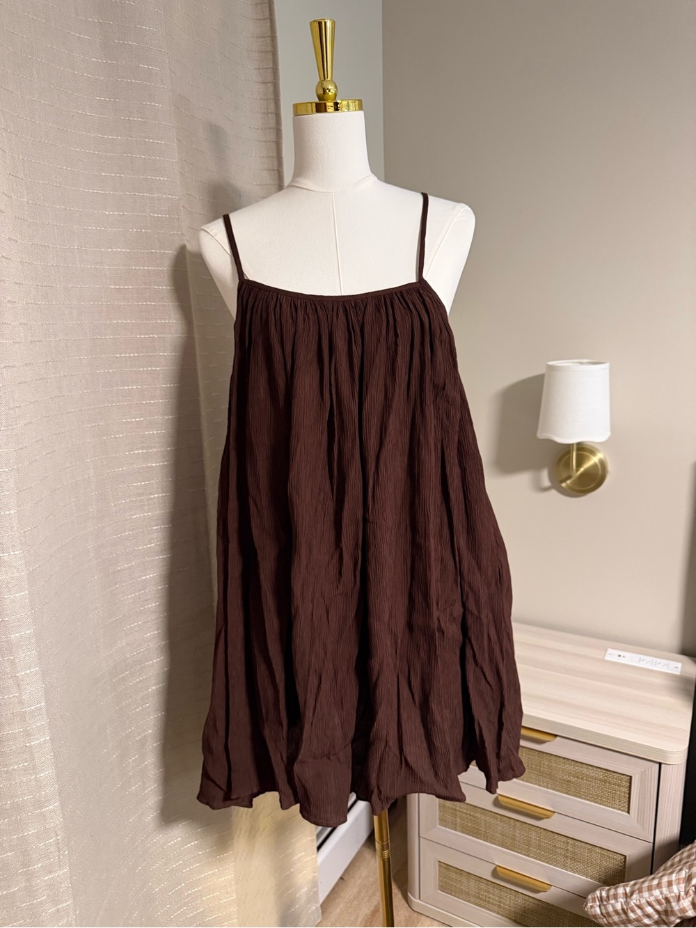 ZARA Flowy Brown A-Line Spaghetti Strap Skirt